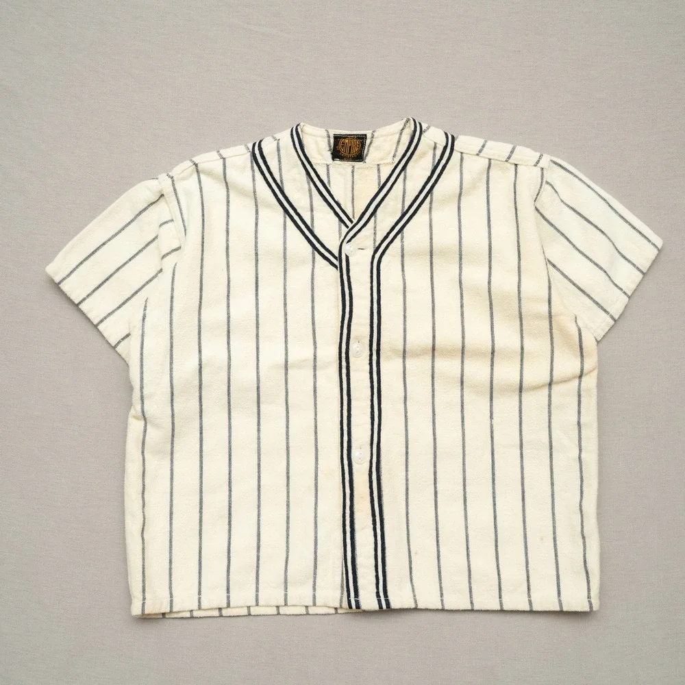Vintage 40s 50s Empire NY Youth Baseball Uniform Pinstriped Cat Eye Buttons M